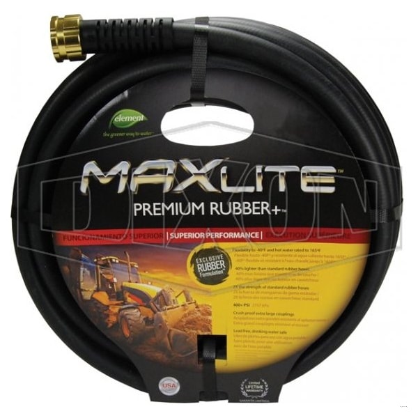 Heavy Duty Premium Garden Hose, 5/8 in Nominal, 100 ft L, 125 psi Working, EPDM Cover and Tube/Rubbe